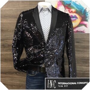 INC Mens Sequence Blazer Sport Coat Casual Dinner Jacket Size XL Slim Party Suit